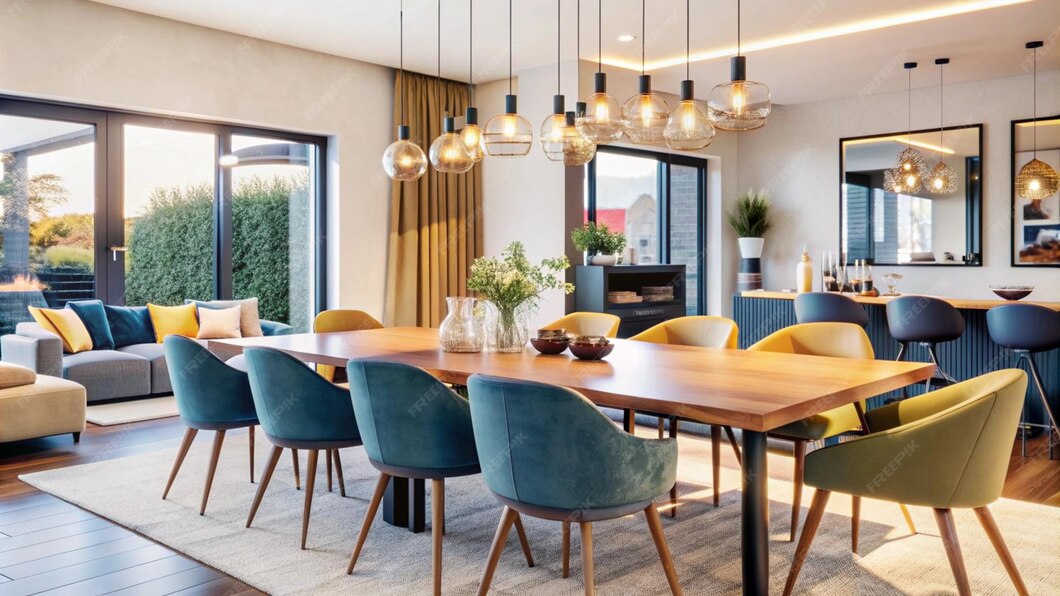contemporary-living-room-with-dining-table-set-colorful-chairs-stylish-lighting-fixtures_146105-22054